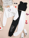 3 Piece Heart Half n Half Tracksuit