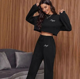 Angel Black Crop Tracksuit