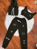 Angle Babe 3 Piece Zipper Black Tracksuit