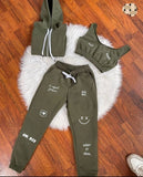 Angle Babe 3 Piece Zipper Olive green Tracksuit