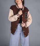 Browm B Print Baseball Jacket