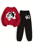 Cat Peek Sweatshirt Tracksuit