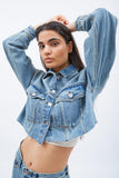 Ice Blue Crop Denim Jacket