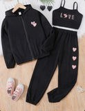 Love 3 Piece Zipper Tracksuit